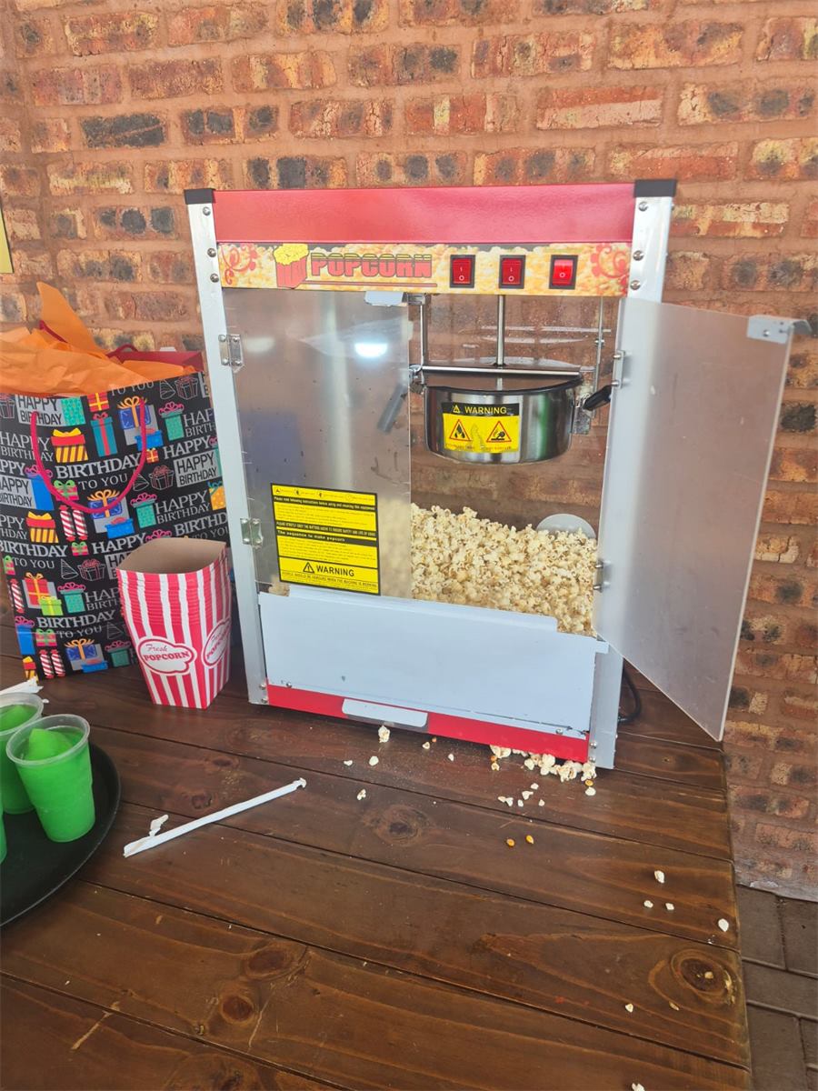 Popcorn machine at a kids party