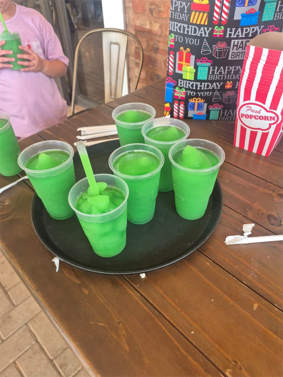 Green party drinks on a tray