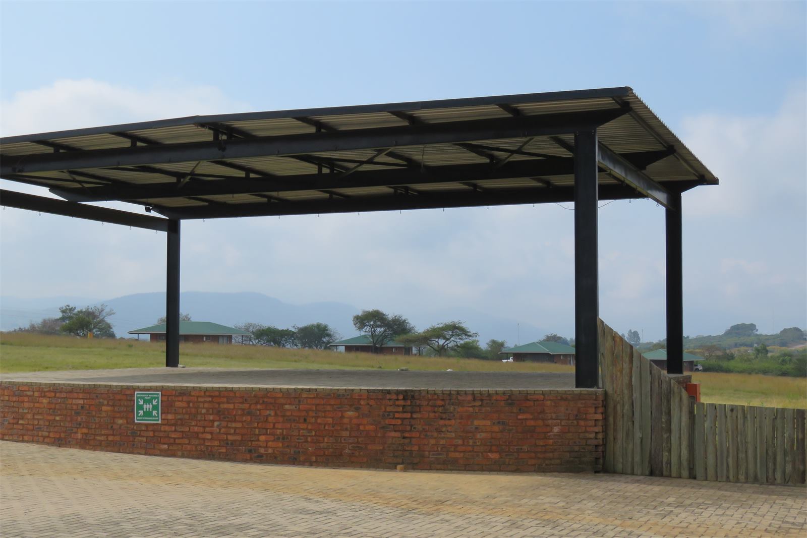 The covered pavilion and stage on the farm